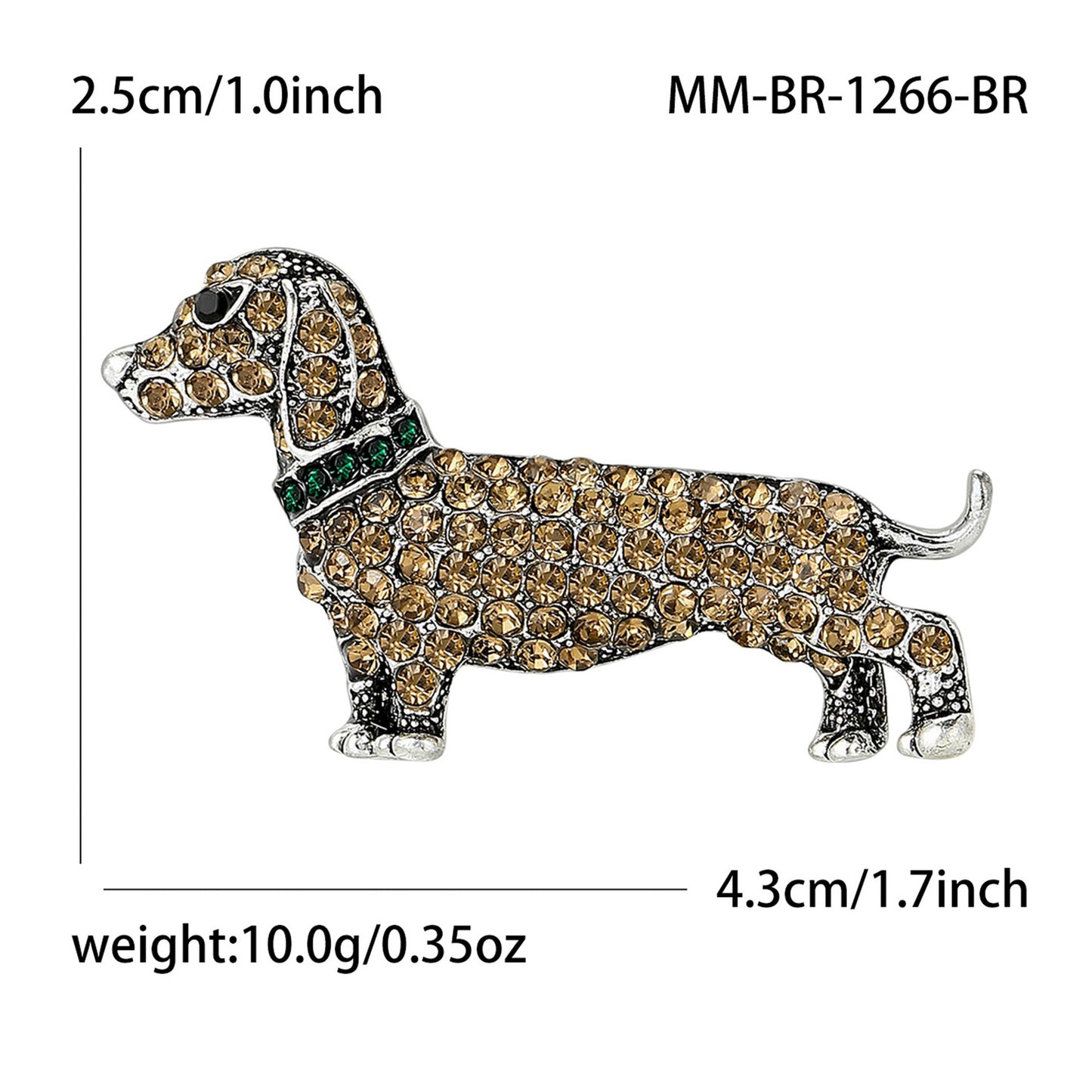 Alloy Dog Brooch with Rhinestones Stylish Animal Pin for Women