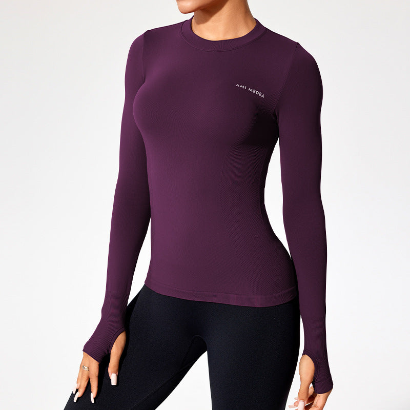 Women’s Fitted Long Sleeve Yoga Top - Moisture-Wicking Outdoor Training T-Shirt