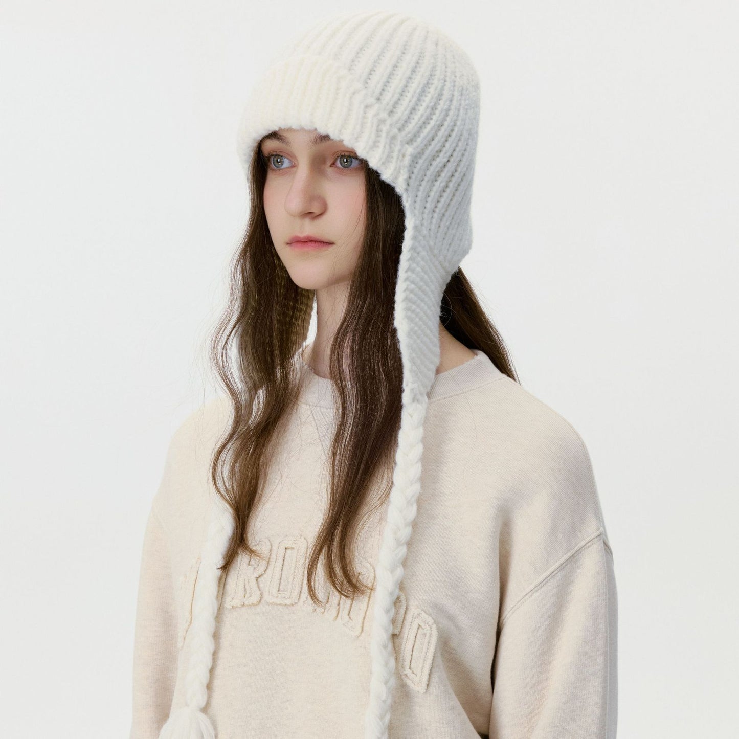 New Women's Wool Knitted Pilot Hat with Ear Flaps