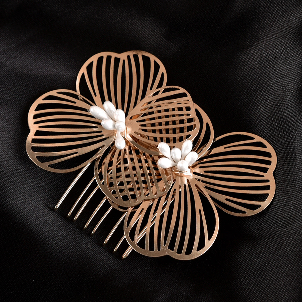 Gold Floral Hair Comb Bridal Vintage Style