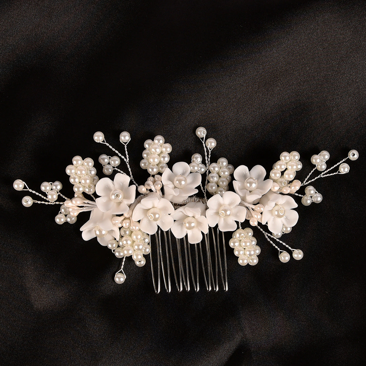 Handmade Pearl Flower Headpiece Wedding Hair Comb