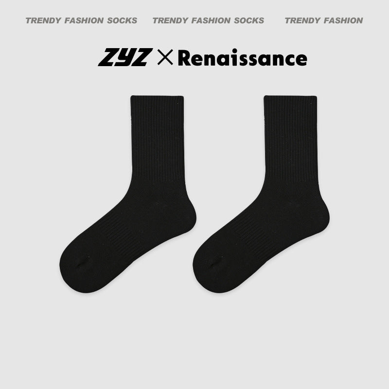 Seamless Mid Calf Floral Antibacterial Cotton Socks