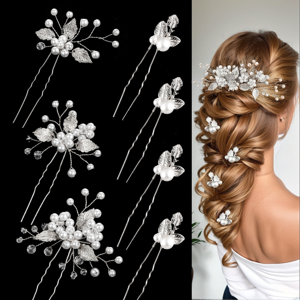 Handmade Pearl Floral Hairpin Set for Bridal