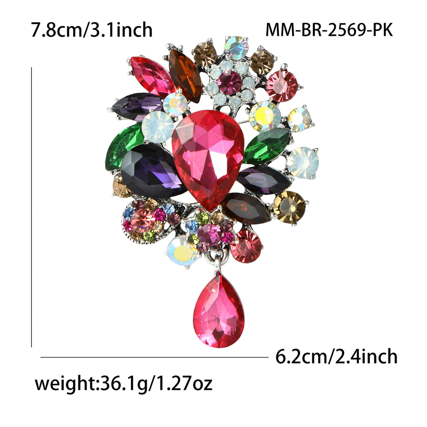 Fashionable Creative Alloy Rhinestone Pendant Brooch for Women