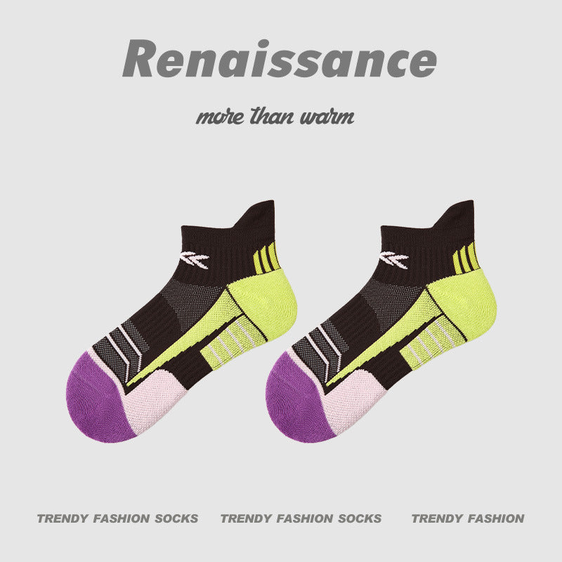 Running Socks Colorblock Mid Calf Moisture Wicking