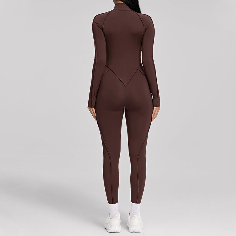 Color Block Yoga Jumpsuit with Hollow Back Spaghetti Strap