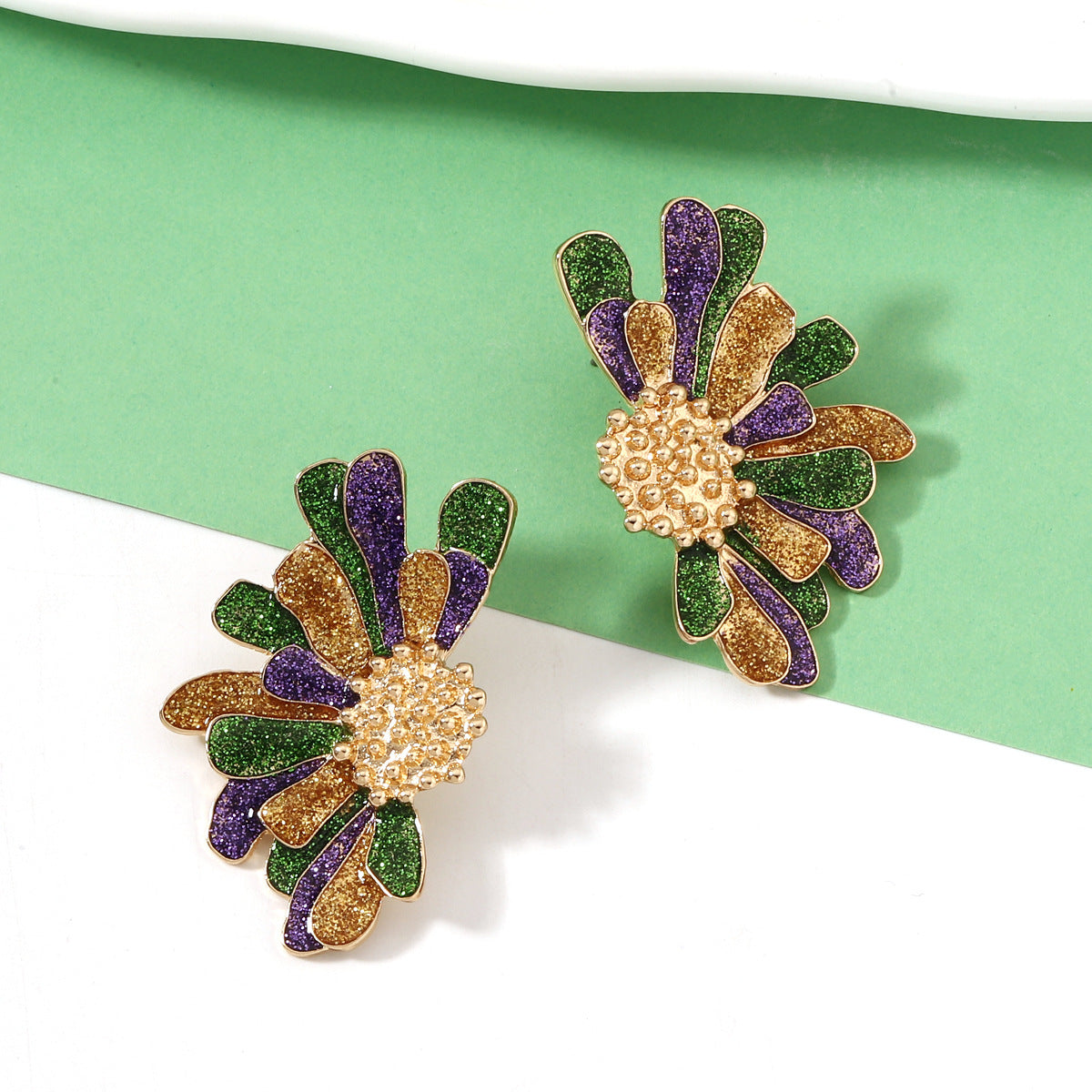 Alloy Floral Earrings Festive Color Statement