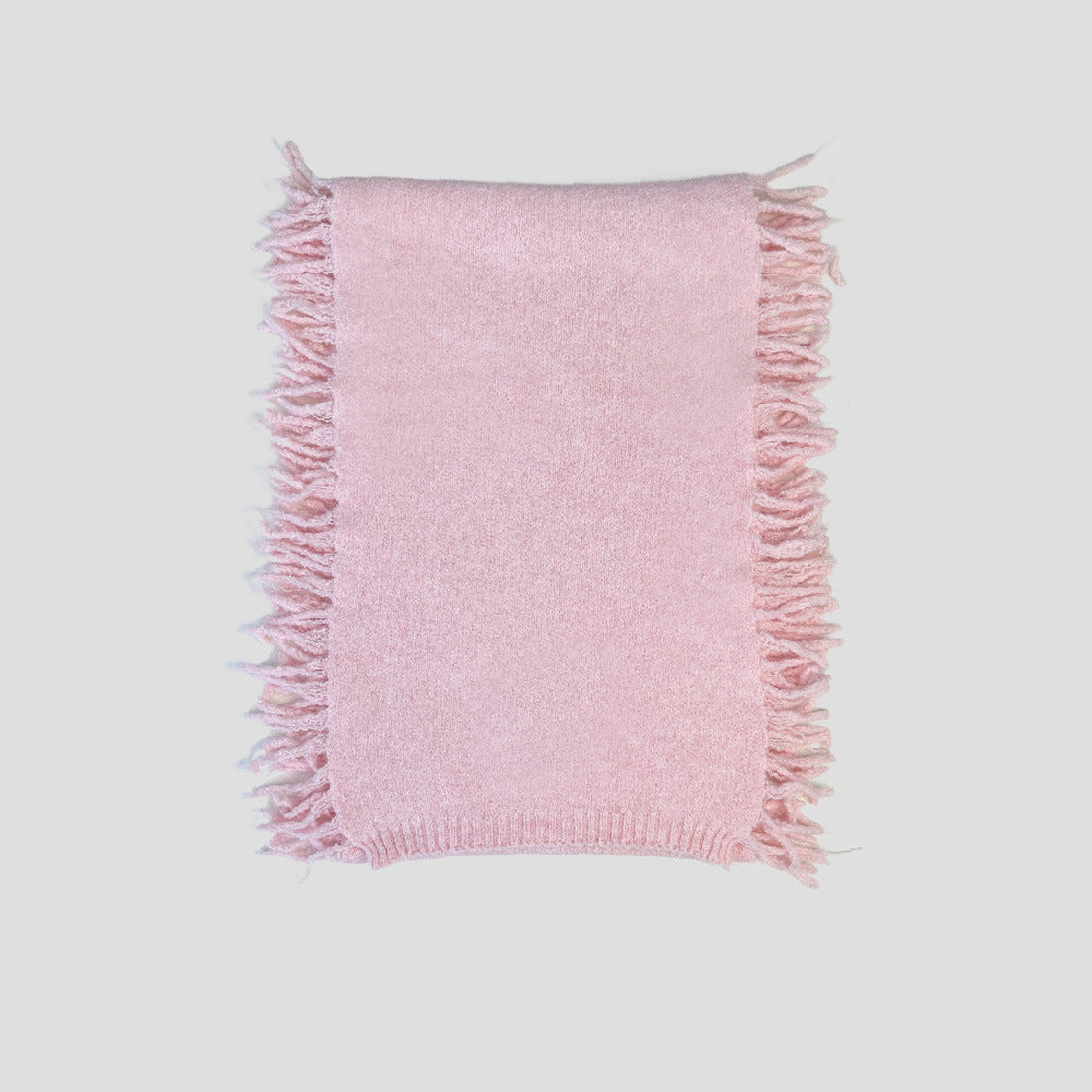 Knitted Tassel Wool Blend Scarf - Soft Casual Unisex Neck Warmer
