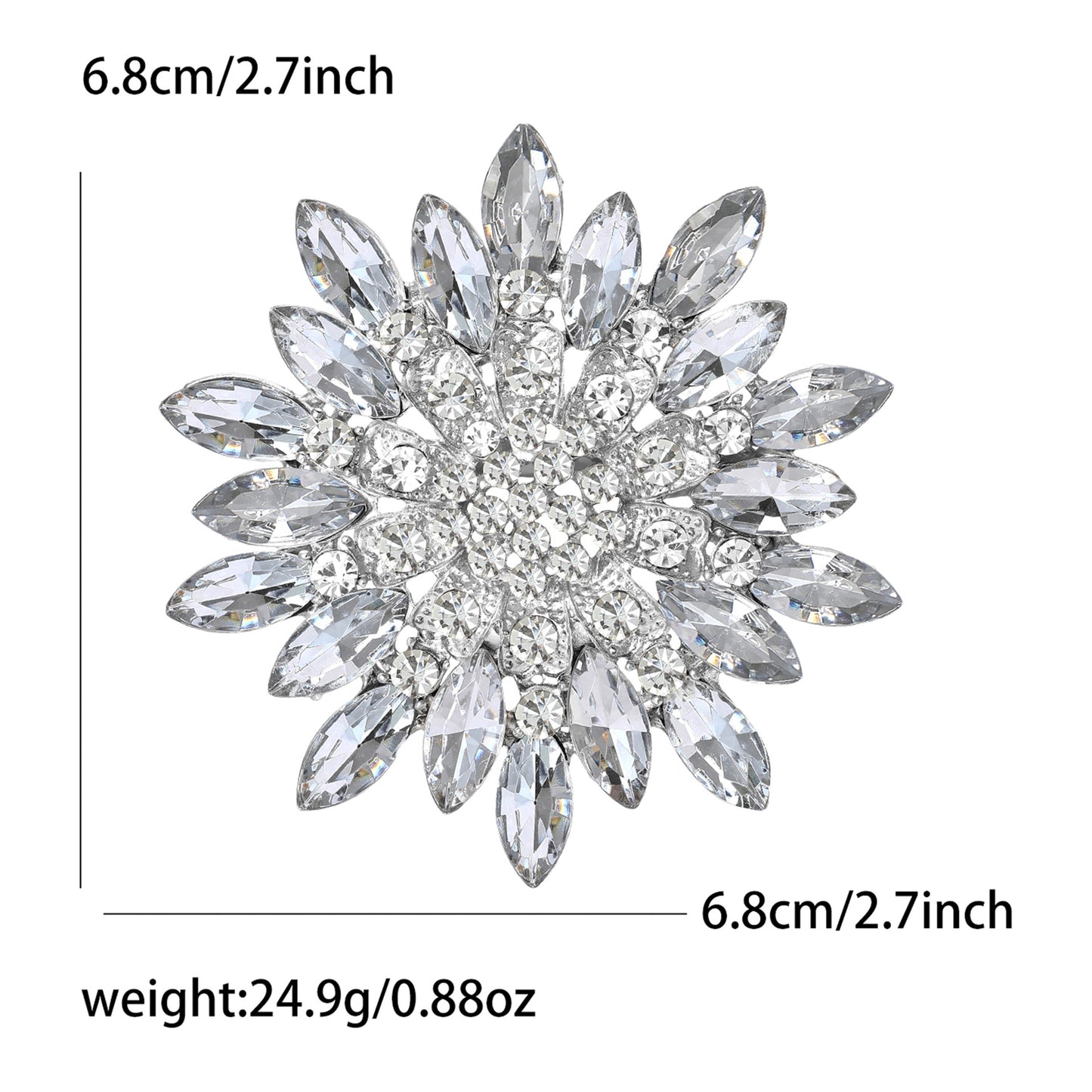 Alloy Creative Rhinestone Hollow Sunflower Flower Brooch Stylish Elegant Pin