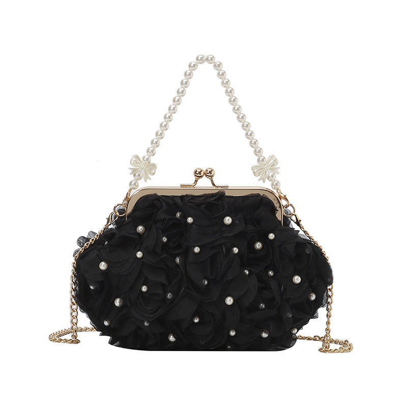 Trendy Floral Pearl Shoulder Bag Stylish Casual Crossbody Bag