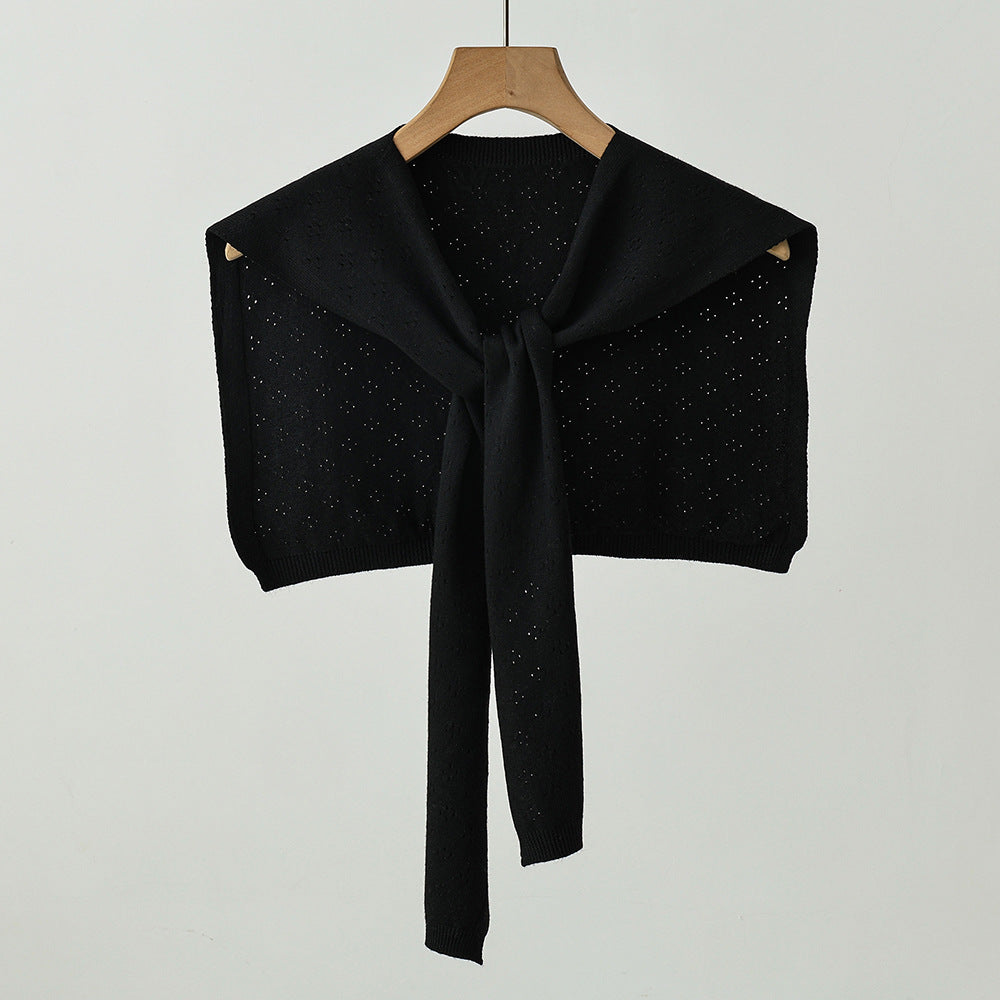 Stylish Knitted Solid Color Openwork Shawl for All Seasons