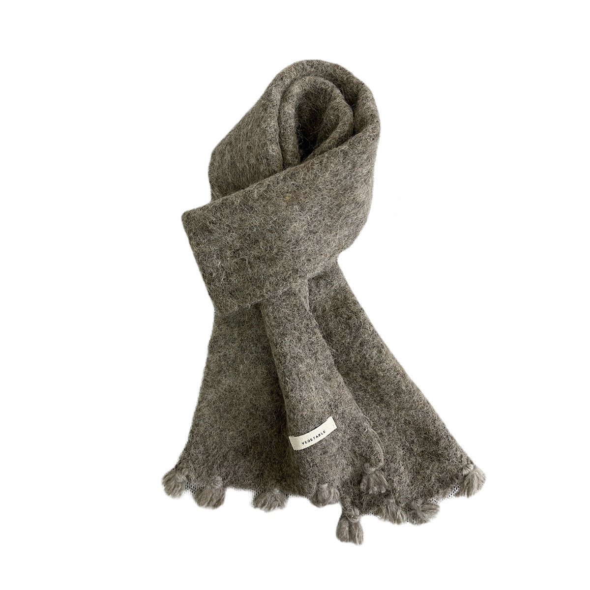 Trendy Solid Color Wool Blend Fringe Scarf for Women