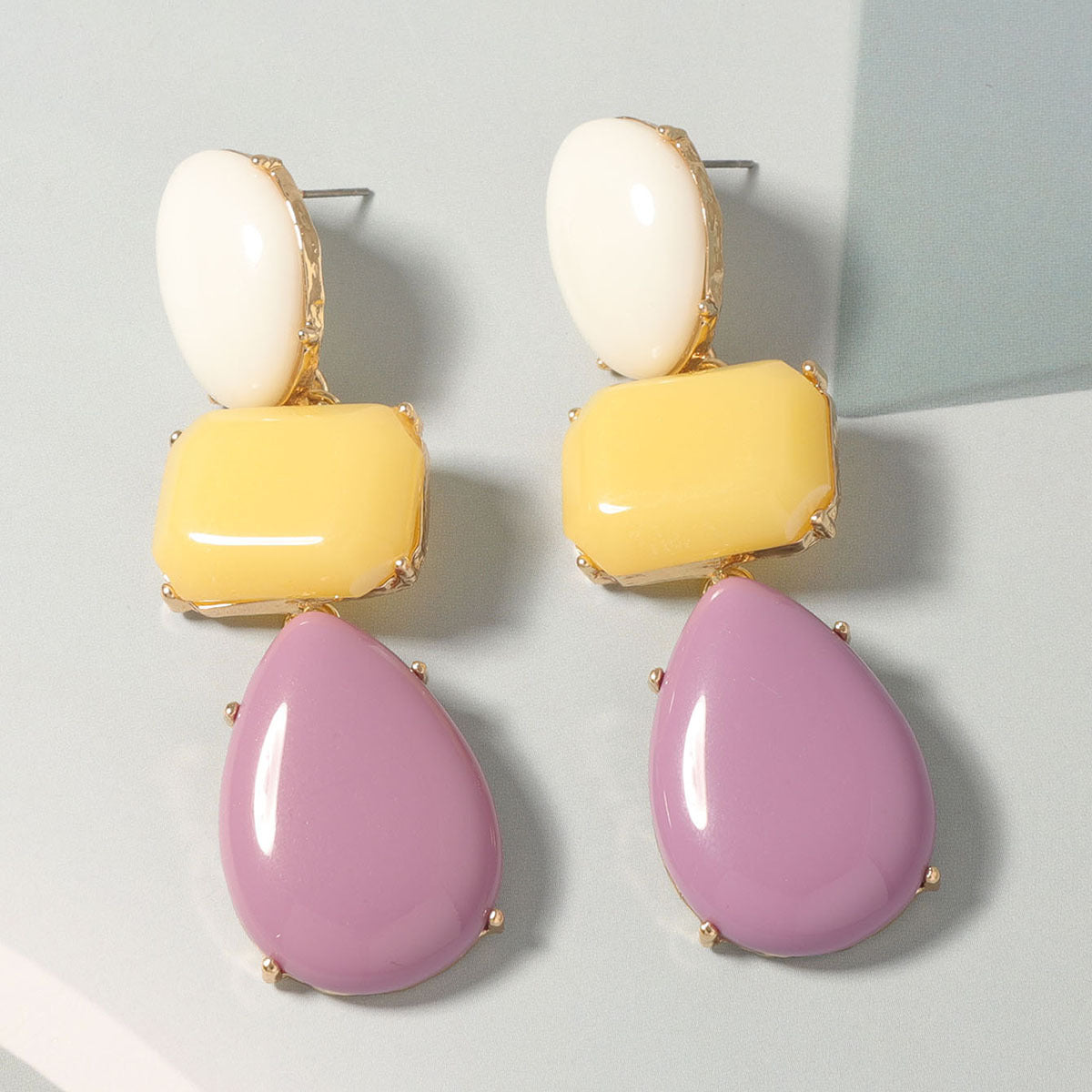 Resin Waterdrop Long Drop Earrings Colorful Boho Chic