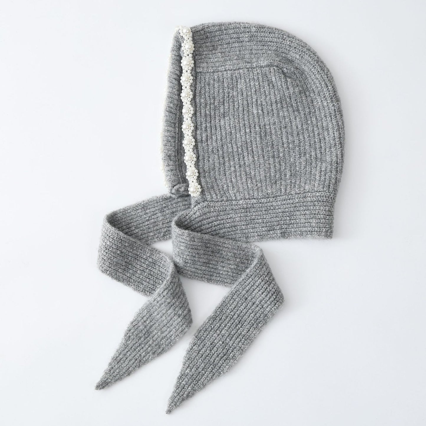 Trendy Knitted Pearl Beret Warm Ear Covering Hat