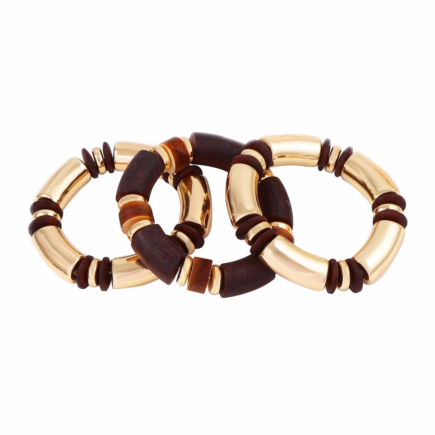Necklace And Bracelet Set Wooden Layered Bamboo Boho