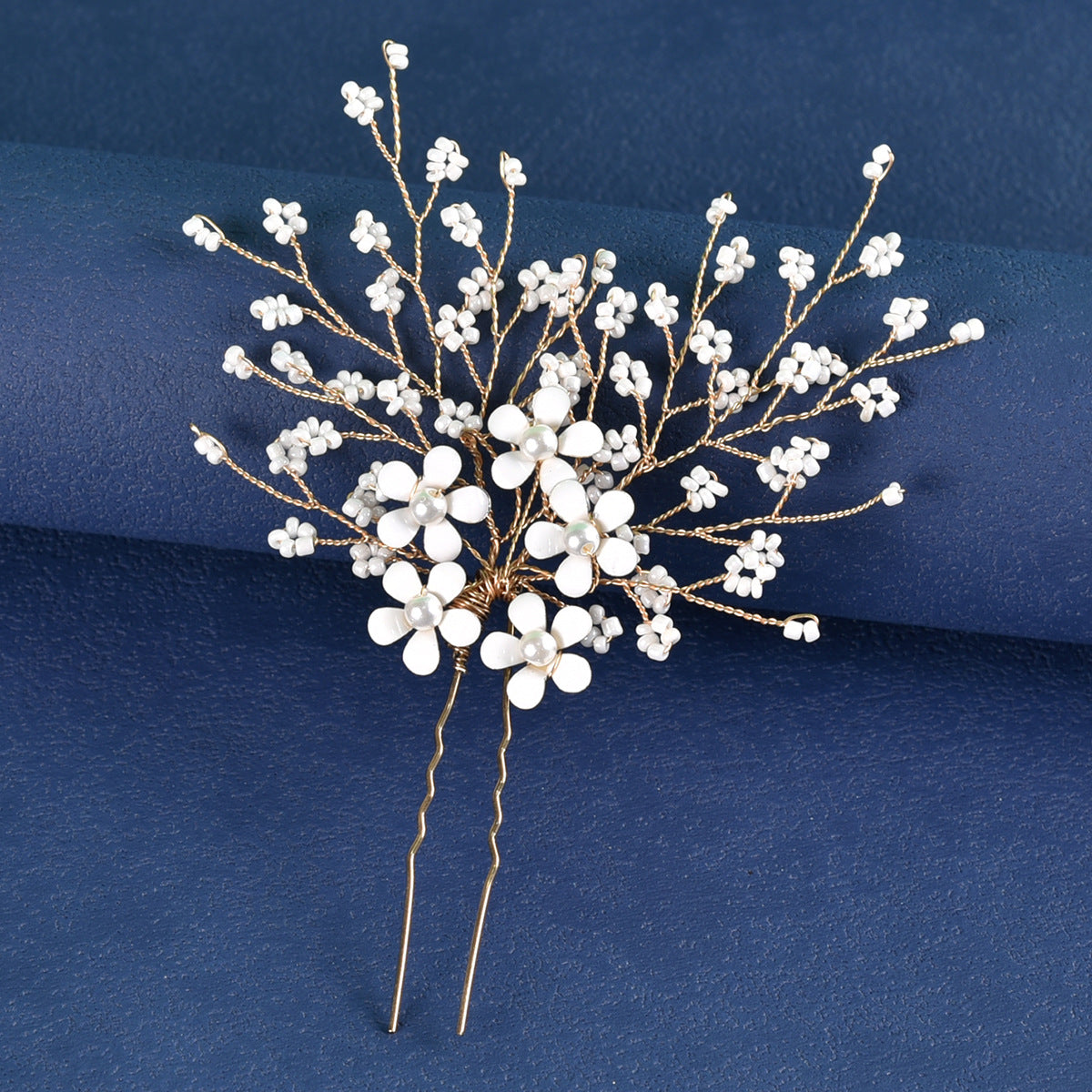 Floral U Shaped Hairpin Wedding Hairpiece