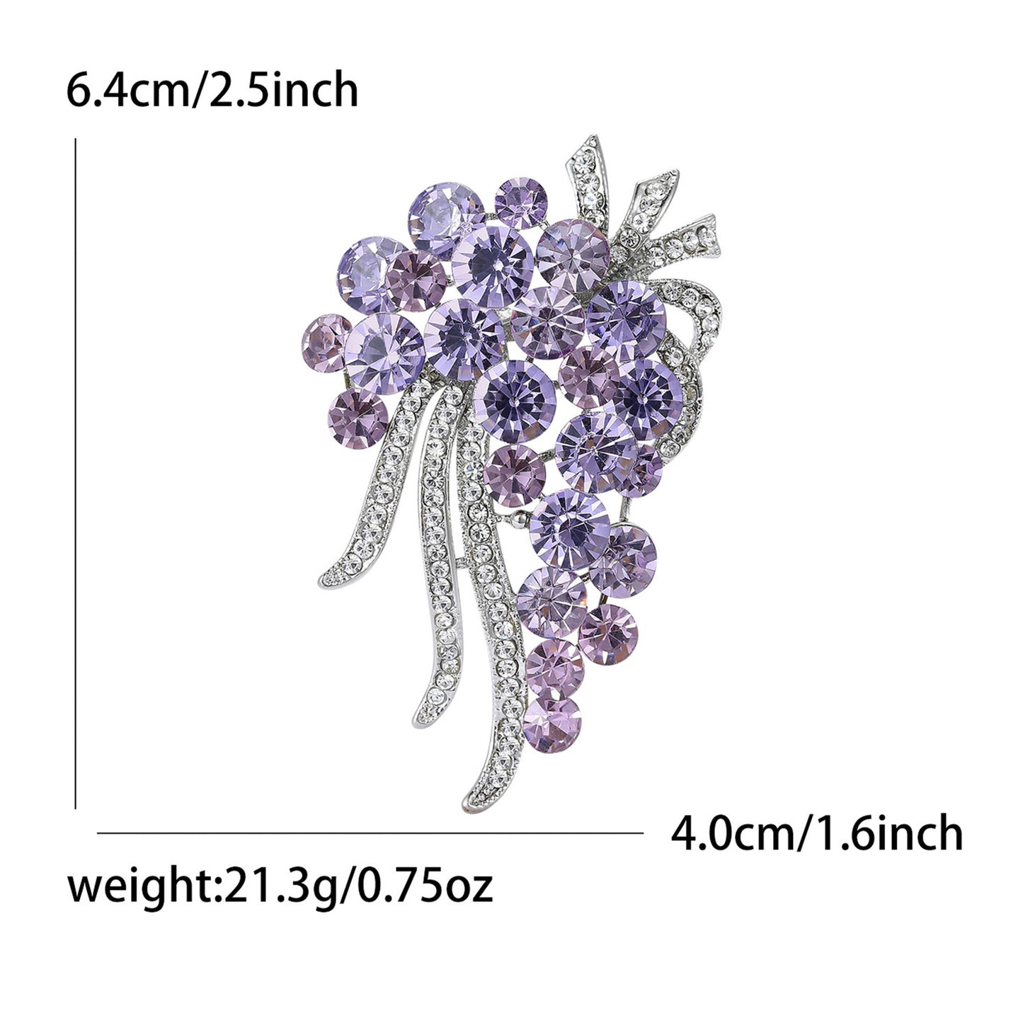 Floral Brooch Pin with Rhinestones Elegant Women's Accessory