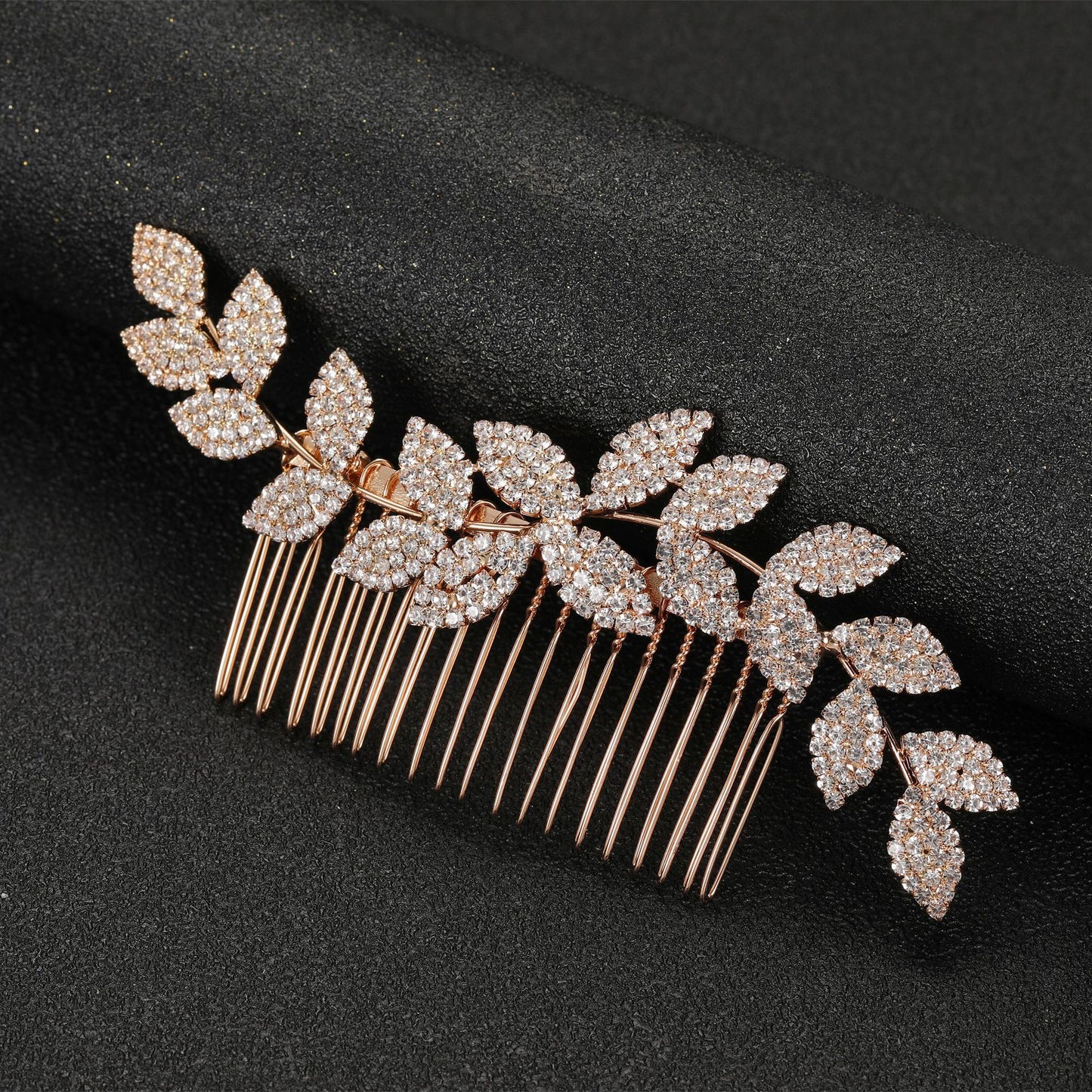 Wave Design Bridal Hair Comb with Rhinestone Accents