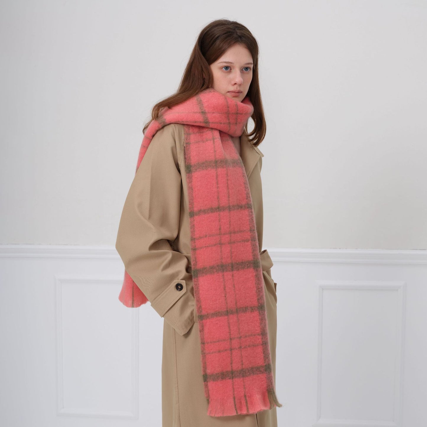 Winter Plaid Scarf for Women - Thick Warm Cashmere Feel Wrap