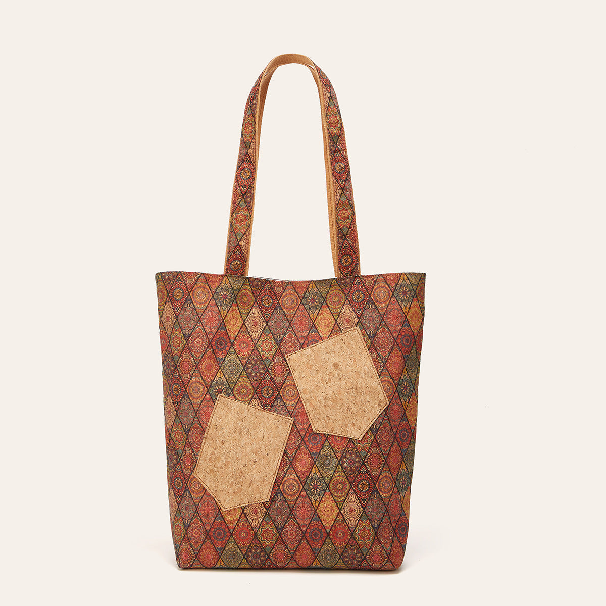 Trendy Retro Floral Cork Tote Bag Eco-Friendly Casual Bag
