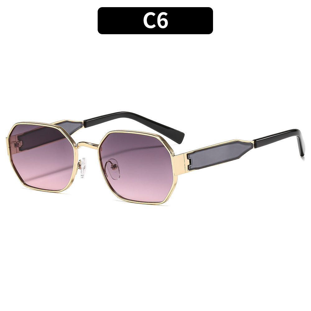 Trendy Polygonal Metal Sunglasses Stylish Outdoor Eyewear