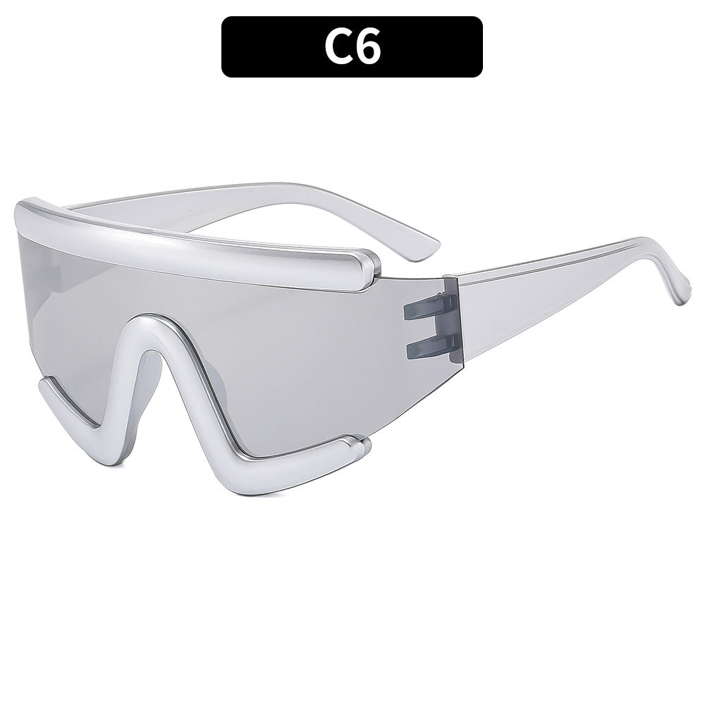 Trendy Oversized Cycling Sunglasses UV400 Protection Fashionable Eyewear