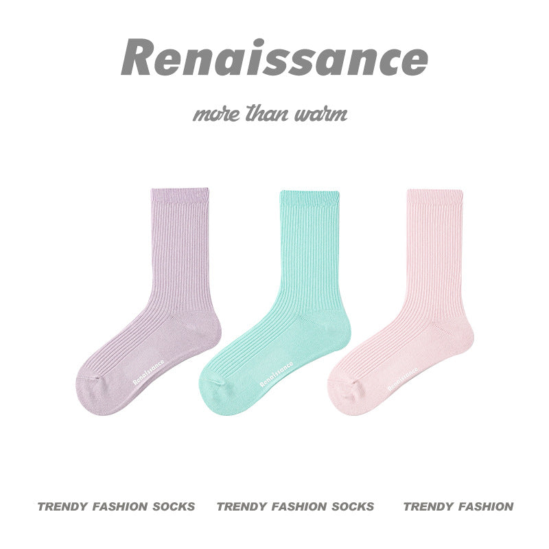 Mid Calf Vintage Gradient Cotton Socks