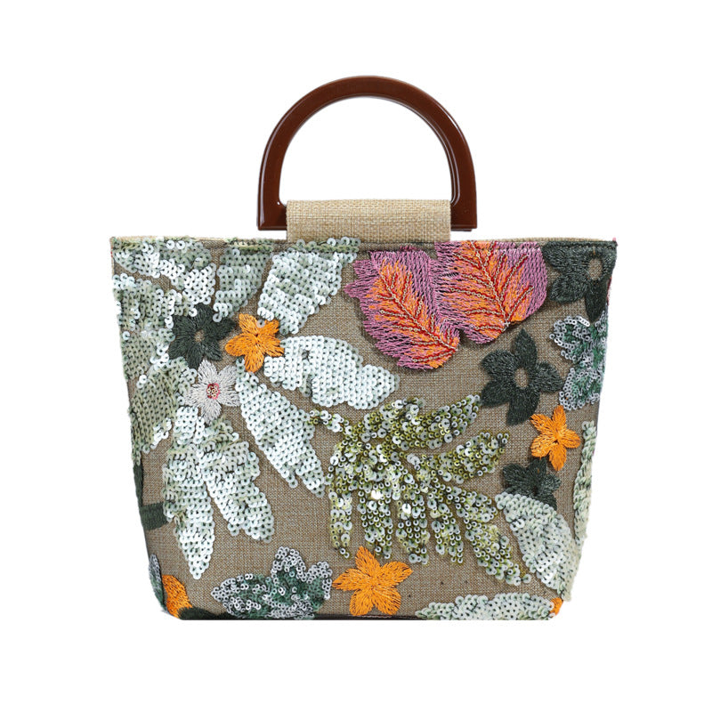 Trendy Floral Handbag Stylish Artisanal Large Tote Bag
