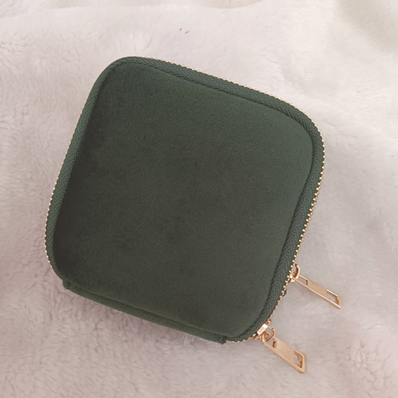 Velvet Jewelry Organizer Pouch Tassel Zipper Travel