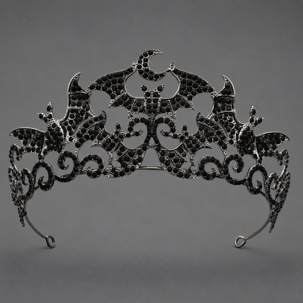 Dark Fantasy Alloy Crown with Rhinestones for Halloween Parties