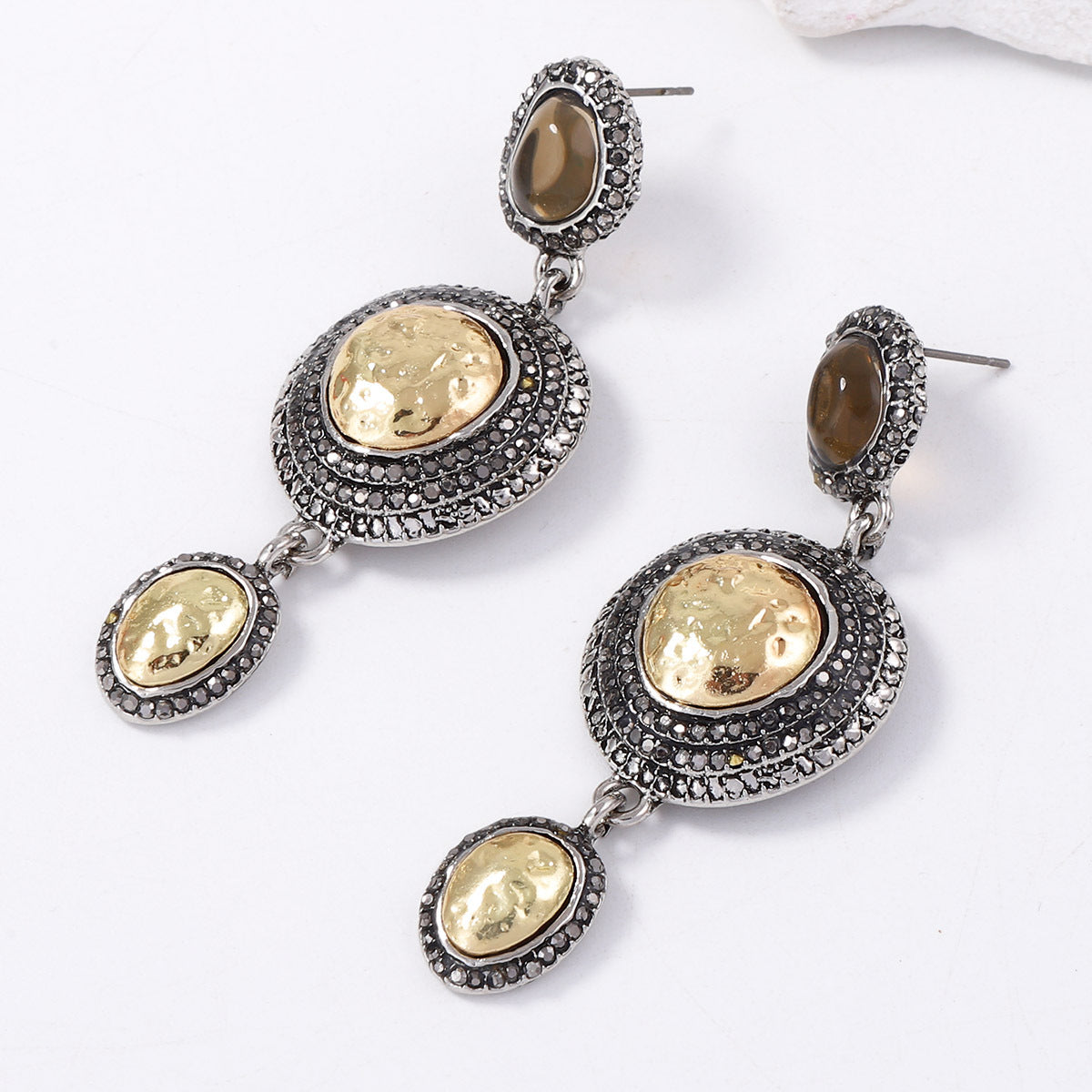 Drop Earrings Geometric Round Rhinestone Vintage Chic