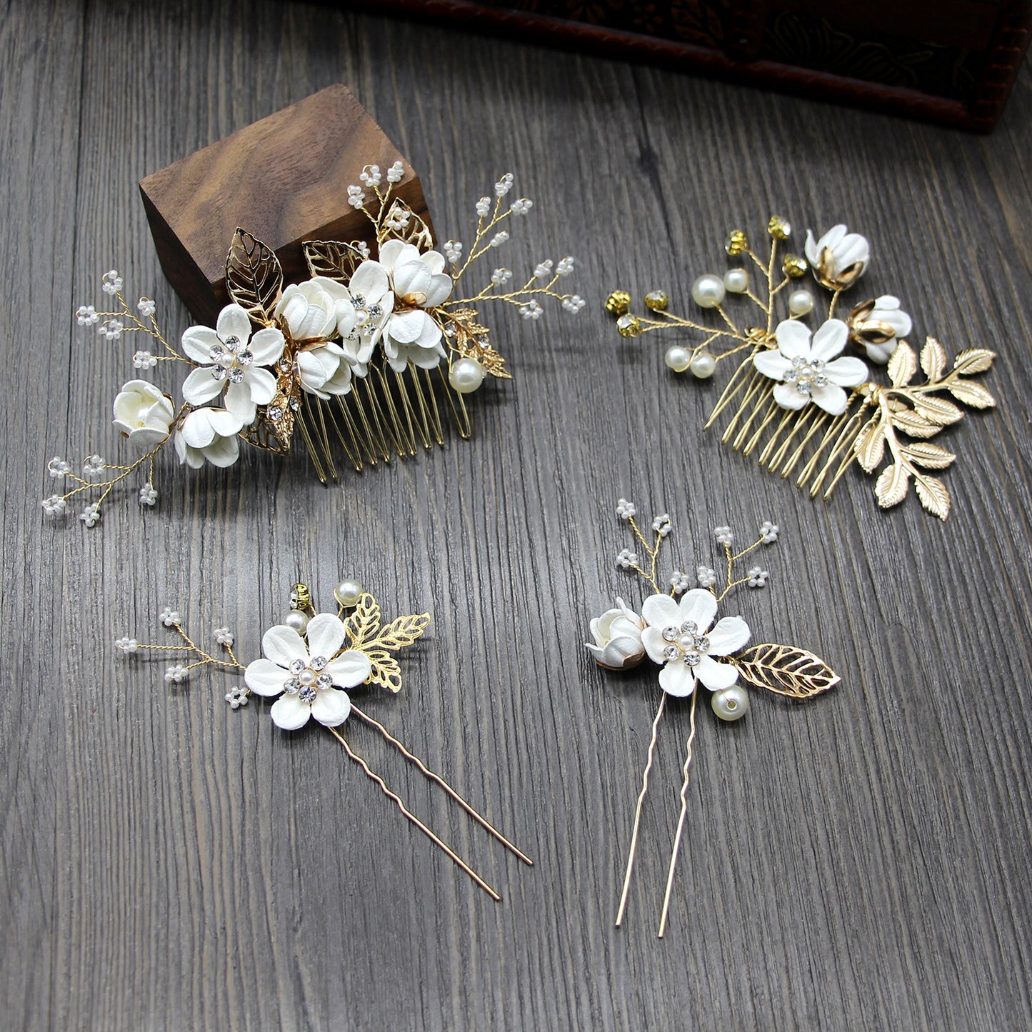 Bridal Blue Flower Hairpin Forest Inspired Wedding Hairpiece