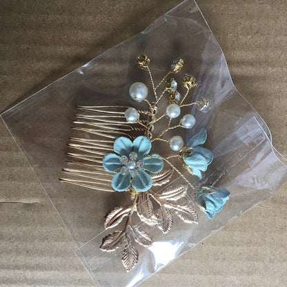 Bridal Blue Flower Hairpin Forest Inspired Wedding Hairpiece