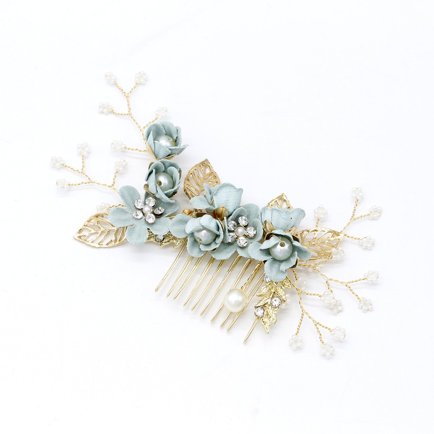 Bridal Blue Flower Hairpin Forest Inspired Wedding Hairpiece