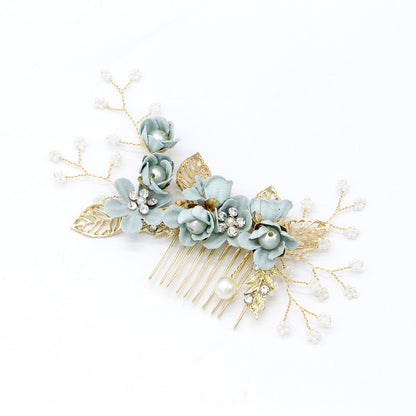 Bridal Blue Flower Hairpin Forest Inspired Wedding Hairpiece