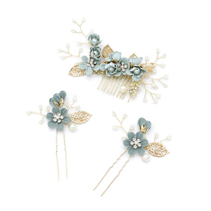 Pastel Colored Floral Hair Combs Set Bridal