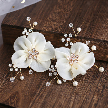 Handmade Pearl Flower Bridal Shoes with Diamond Decoration