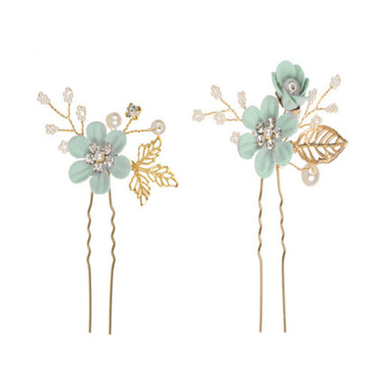 Bridal Blue Flower Hairpin Forest Inspired Wedding Hairpiece