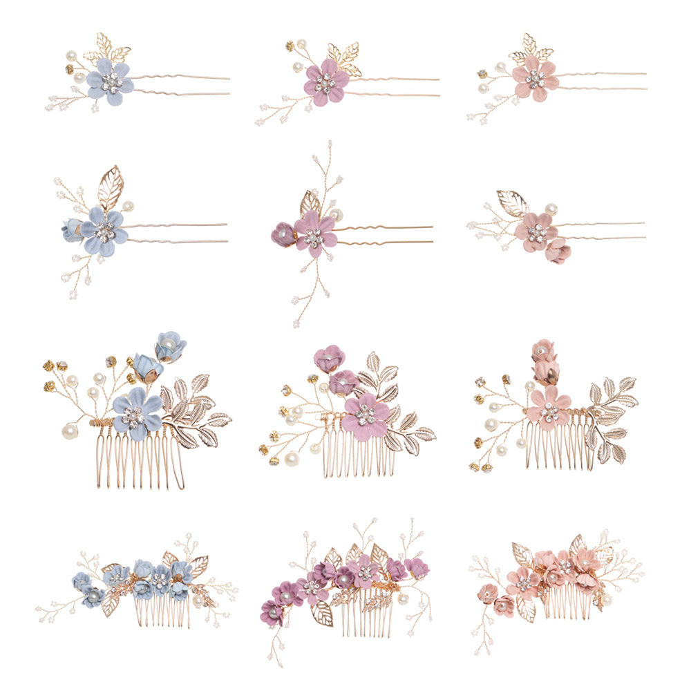 Bridal Blue Flower Hairpin Forest Inspired Wedding Hairpiece