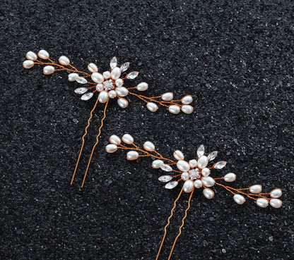 Handmade Pearl Crystal U Shaped Hairpin Bridal Hairpiece