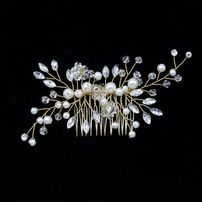 White Crystal Pearl Hair Comb Elegant Bridal Hairpiece