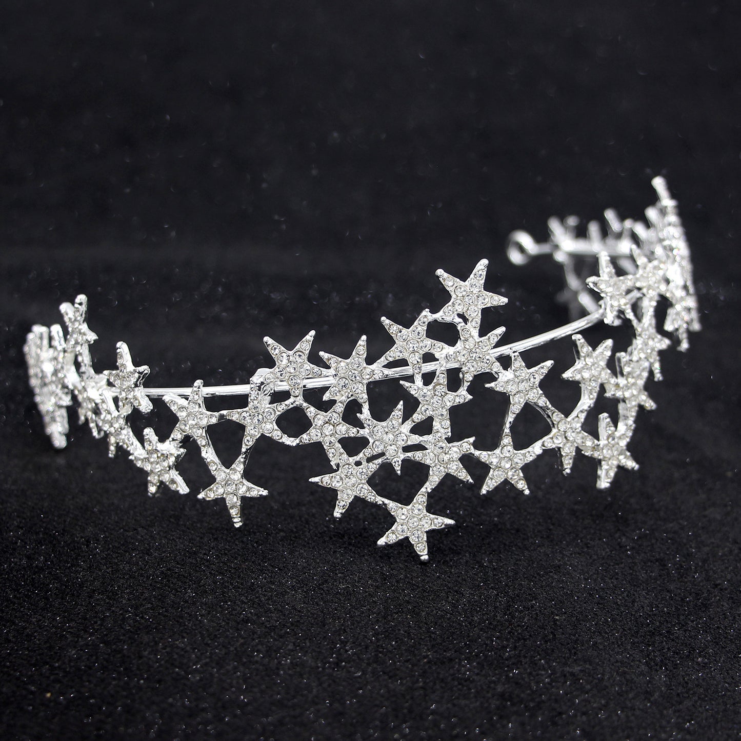 Star Rhinestone Crown Headband Bridal Hair Accessory