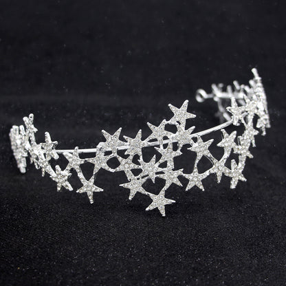 Star Rhinestone Crown Headband Bridal Hair Accessory