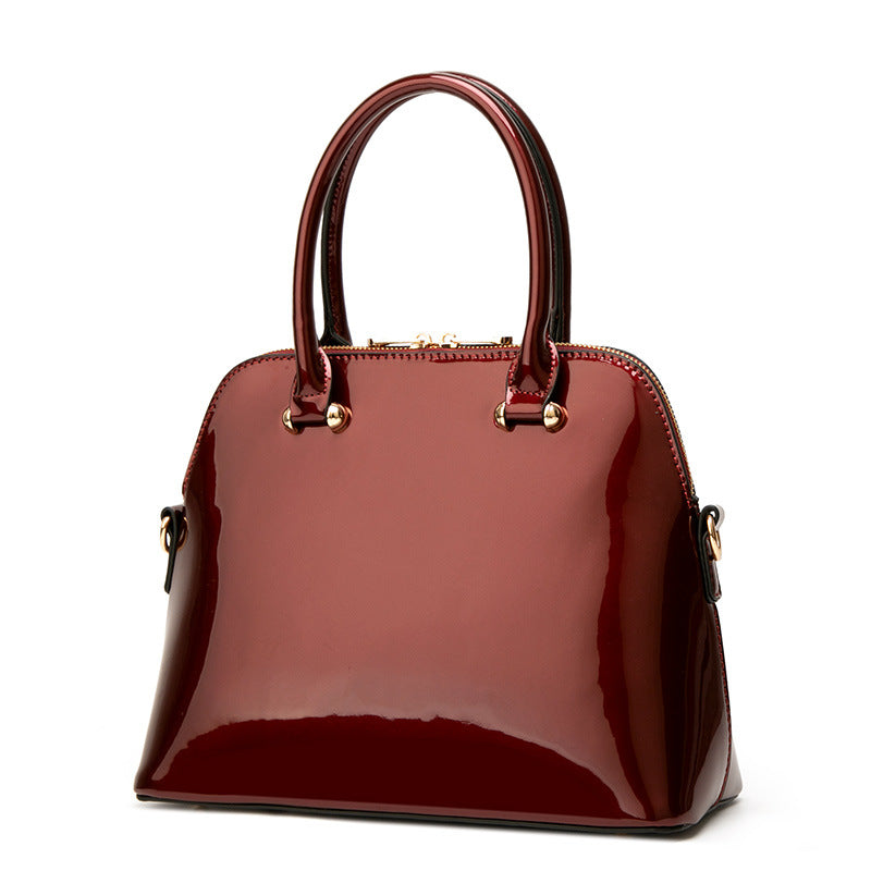 Glossy Shell Handbag Trendy PU Leather Tote for Everyday Use