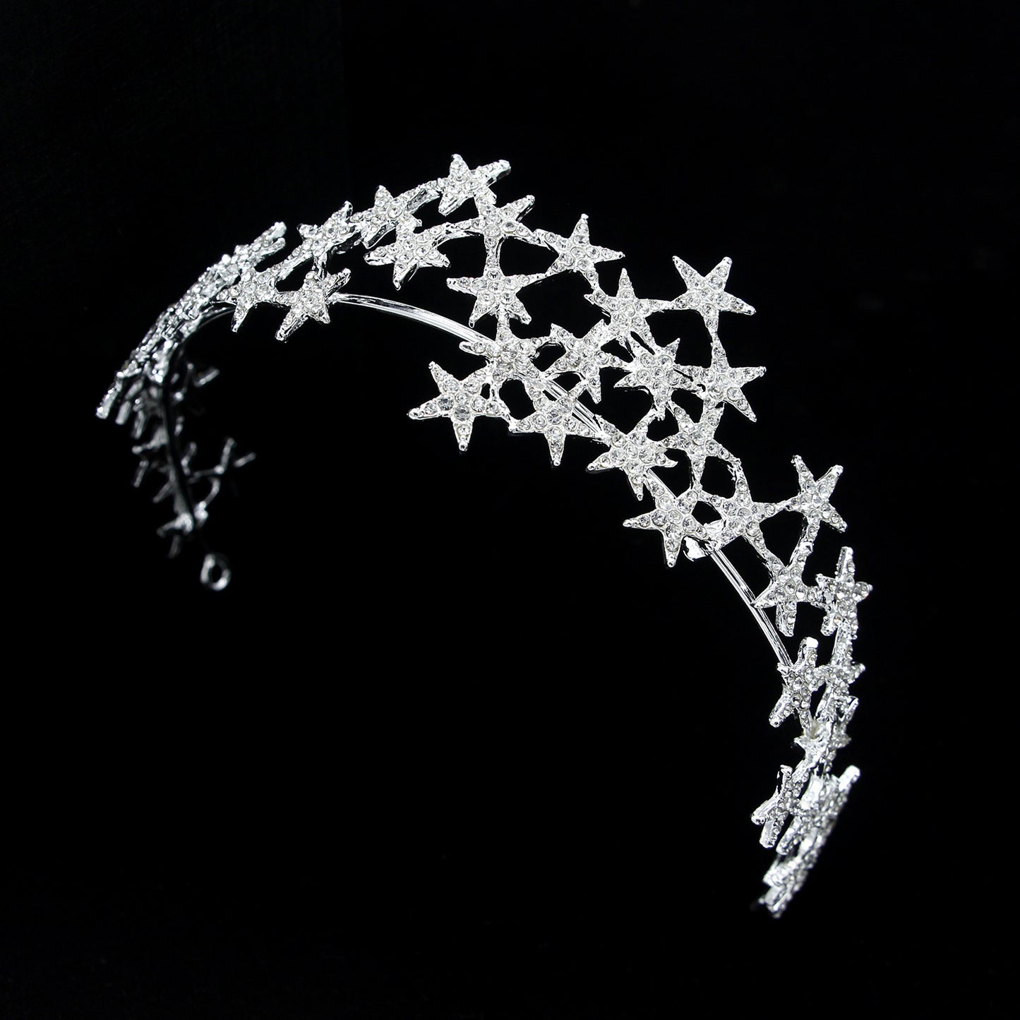 Star Rhinestone Crown Headband Bridal Hair Accessory