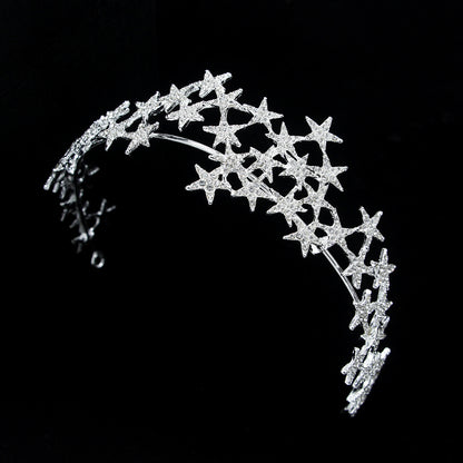 Star Rhinestone Crown Headband Bridal Hair Accessory