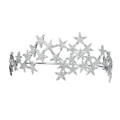 Star Rhinestone Crown Headband Bridal Hair Accessory