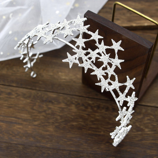 Star Rhinestone Crown Headband Bridal Hair Accessory