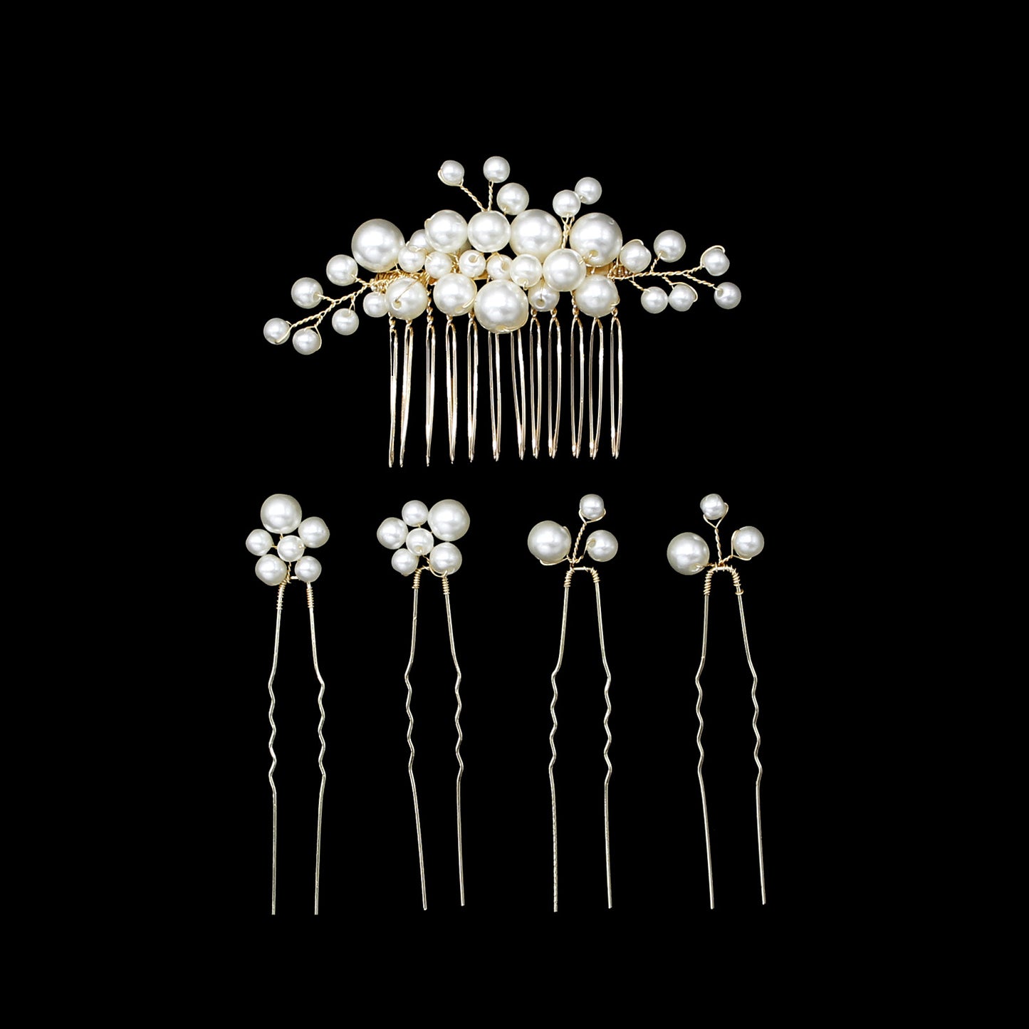 Baroque Vintage Pearl Hair Comb Set for Brides