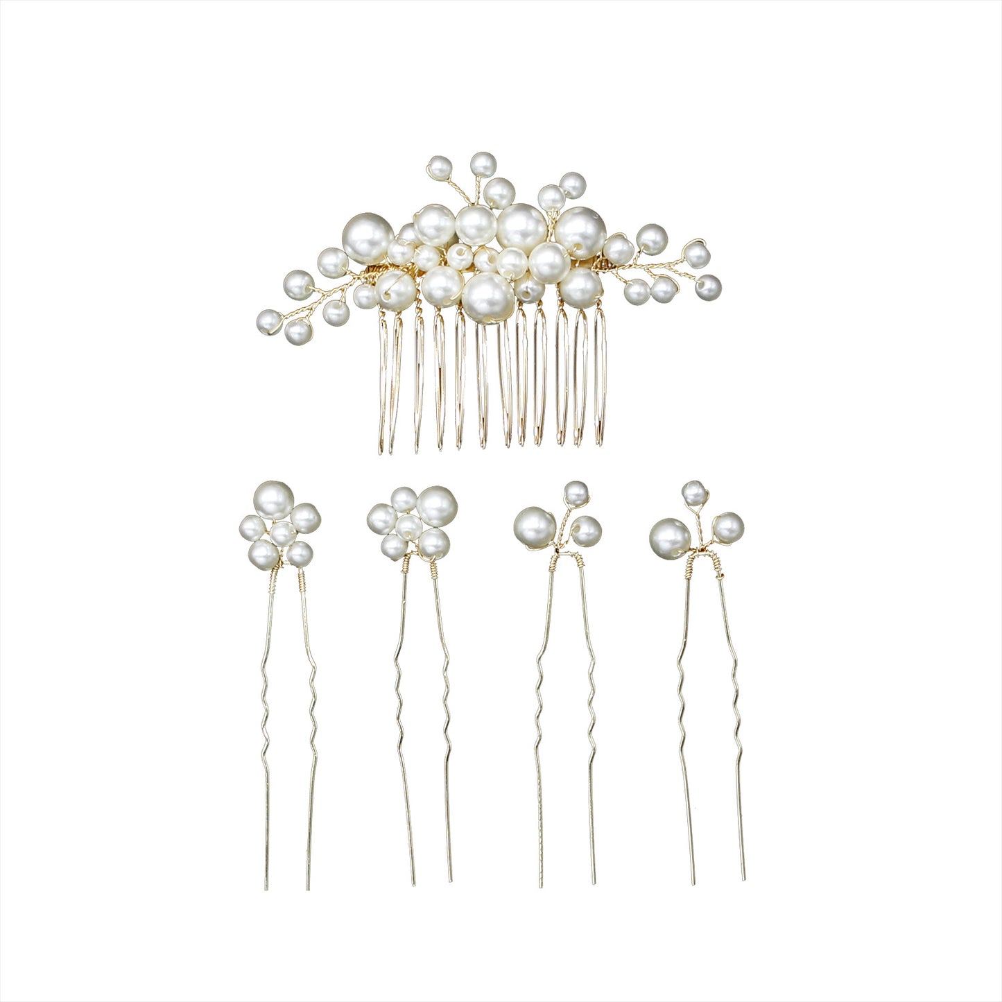 Baroque Vintage Pearl Hair Comb Set for Brides